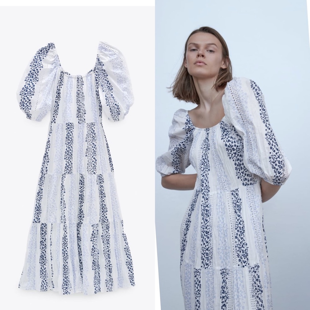 Zara Printed Embroidered Dress